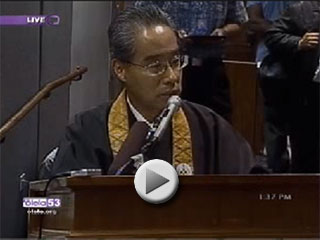 Screen capture of Bishop Matsumoto testifying on 10/31/2013.
