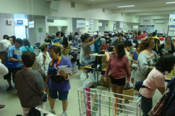 shoppers in the social hall