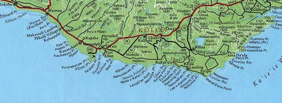 Kauai map excerpt