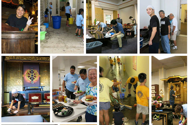 collage of temple cleanup 2015 photos