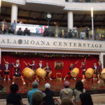 wide shot of Betsuin taiko players at Ala Moana Center Stage
