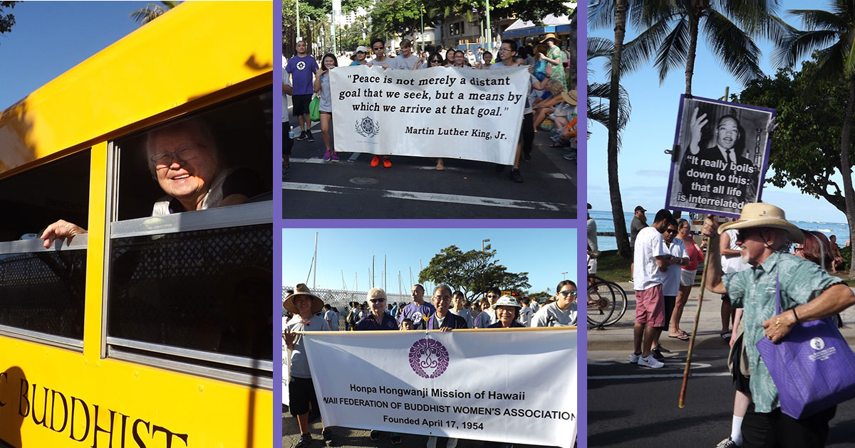 Martin Luther King, Jr. Parade through Waikiki Honpa Hongwanji Hawaii Betsuin