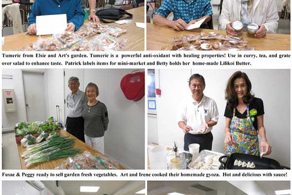 photo collage of people selling produce and other items at the BWA Mini Market