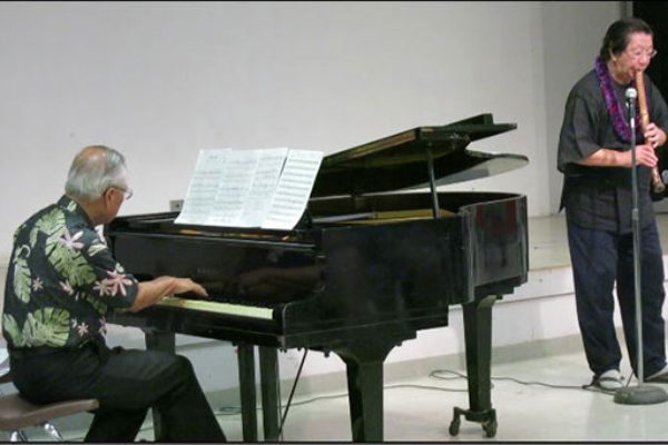 Francis Okano at piano and Miyoshi Genzan on shakuhachi flute