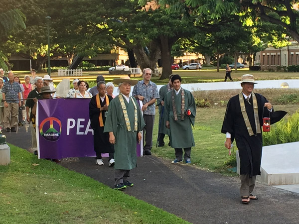 Peace Walk participants in Honolulu Hale Civic Grounds