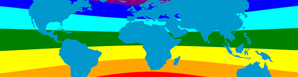 world map overlaid onto a rainbow pattern