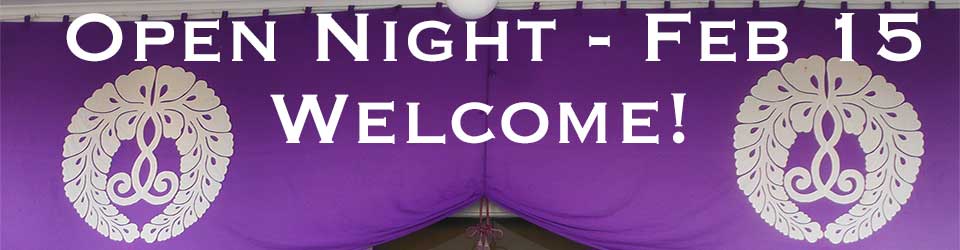 purple banner with welcome message