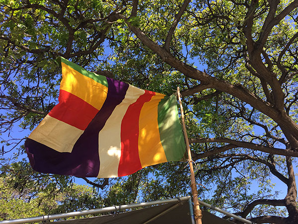 Buddhist flag flies at Honolulu District Intergenerational Picnic