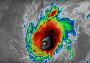 Satellite image showing Hurricane Lane with eye