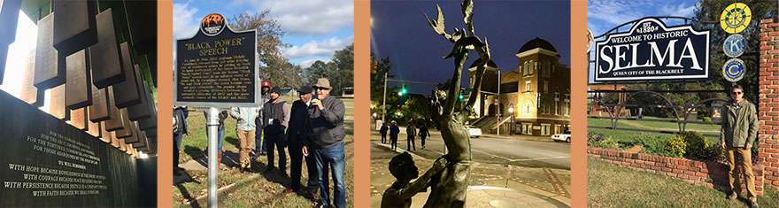four images from a Nov. 2018 tour of sites in the US South Civil Rights Movement