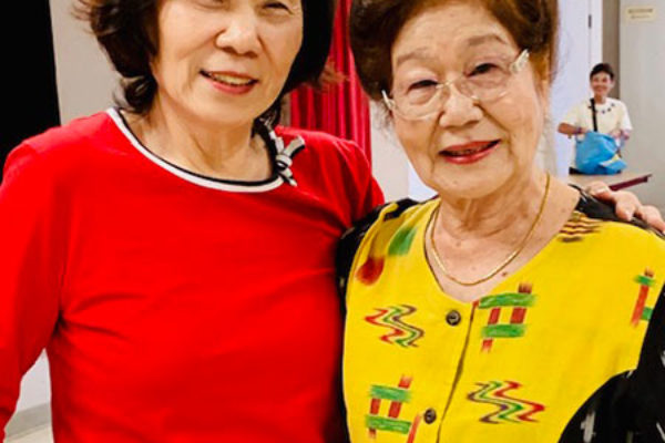 Mrs. Junko Hagio with Nobuko Kida, Mrs. Hagio's Ikenobo Advisor