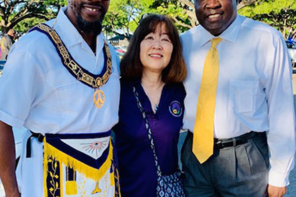 Wendie Yumori with Alphonso Braggs and friend at MLK Parade 2019