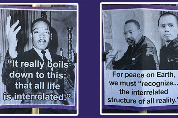 MLK signs with Buddhistic MLK quotations