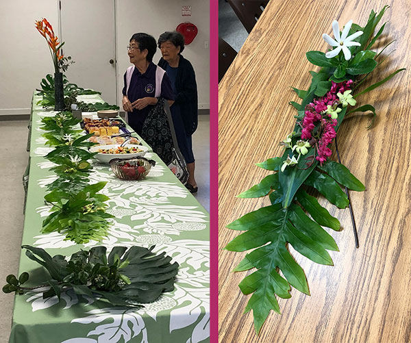 Earth-Day-themed table decoration in the Social Hall 4/21/19