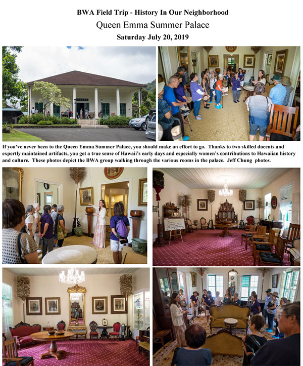 BWA field trip July 20, 2019 – Queen Emma Summer Palace