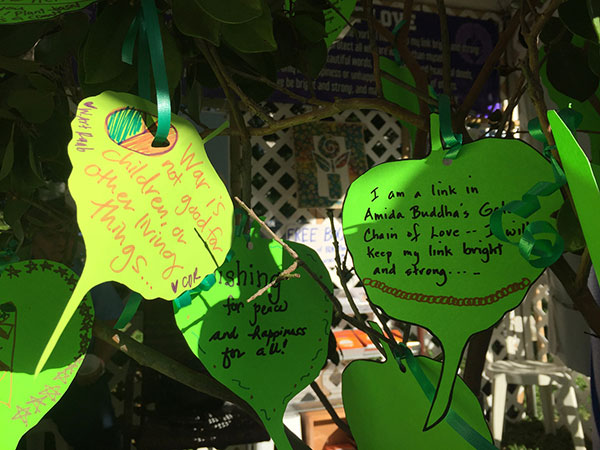Bodhi leaves with peace messages at VegFest Oahu 2019