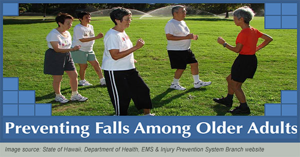 older adults learning fall prevention techniques (DOH image)