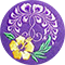 BWA logo excerpt - embroidered wisteria crest with blossom