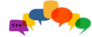 dialogues logo - multi-colored speech bubbles
