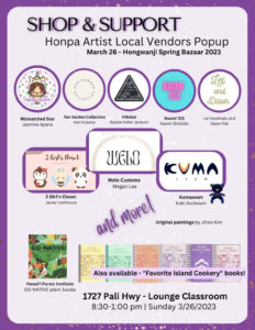 Honpa Vendors Local Popup flyer (part of Hongwanji Spring Bazaar on March 26, 2023)