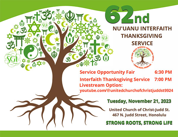 Nuuanu Interfaith Thanksgiving Service 2023 flyer thumbnail image