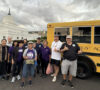 MLK parade 2025 – group at Betsuin preparing to ride the bus