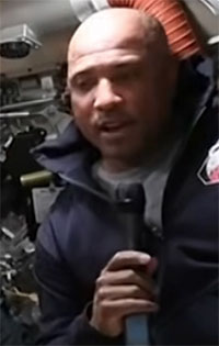 Victor Glover, still from NASA video of astronauts speaking from Artemis II