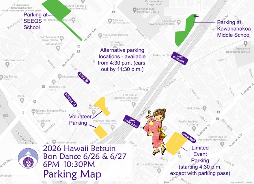 Hawaii Betsuin Bon Dance 2026 parking locations